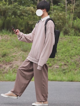 「INTER FACTORY（インターファクトリー）のファッションインフルエンサー DAISUKE - ダブルベルトメッシュレザーリュック　made in INTER FACTORY（バックパック/リュック）」を使った、DAISUKE.さん（メンズ・177cm）の夏コーディネート