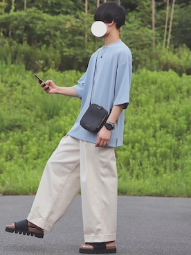 「markaware（マーカウェア）のアイテム（チノパンツ）」を使った、DAISUKE.さん（メンズ・177cm）の夏コーディネート