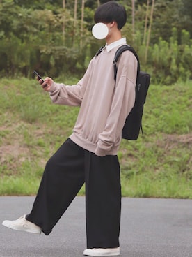 「INTER FACTORY（インターファクトリー）のファッションインフルエンサー DAISUKE - ダブルベルトメッシュレザーリュック　made in INTER FACTORY（バックパック/リュック）」を使った、DAISUKE.さん（メンズ・177cm）の秋コーディネート