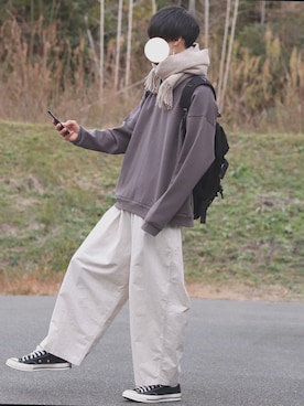 「Acne Studios（アクネストゥディオズ）のACNE STUDIOS CANADA マフラー（マフラー）」を使った、DAISUKE.さん（メンズ・177cm）の冬コーディネート