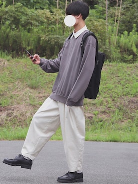 「INTER FACTORY（インターファクトリー）のファッションインフルエンサー DAISUKE - ダブルベルトメッシュレザーリュック　made in INTER FACTORY（バックパック/リュック）」を使った、DAISUKE.さん（メンズ・177cm）の夏コーディネート