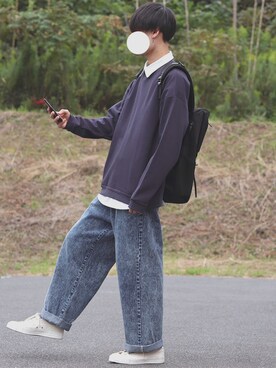 「INTER FACTORY（インターファクトリー）のファッションインフルエンサー DAISUKE - ダブルベルトメッシュレザーリュック　made in INTER FACTORY（バックパック/リュック）」を使った、DAISUKE.さん（メンズ・177cm）の秋コーディネート