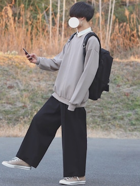 「INTER FACTORY（インターファクトリー）のファッションインフルエンサー DAISUKE - ダブルベルトメッシュレザーリュック　made in INTER FACTORY（バックパック/リュック）」を使った、DAISUKE.さん（メンズ・177cm）の春コーディネート