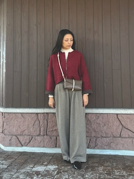 C6862 ジップカーディガン×スカートコーデ スカートを使った「ジップカーディガン」のレディース人気ファッション