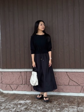 「ドッキングワンピ」｜はやしさん（レディース・161cm）の夏コーディネート