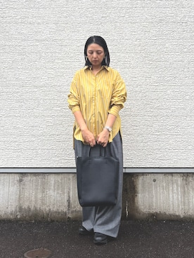 「ITEMS URBANRESEARCH（アイテムズ アーバンリサーチ）のラップワイドパンツ（その他パンツ、ブラック系）」を使った、はやしさん（レディース・161cm）の秋コーディネート