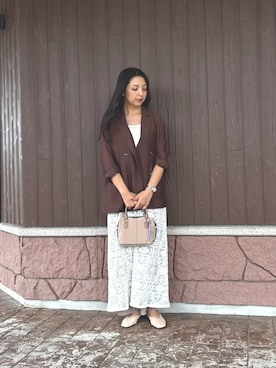「レイヤードスタイル」｜「アイテム（その他アウター）」を使った、はやしさん（レディース・161cm）の秋コーディネート