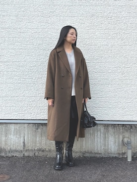 「アイテム（その他アウター、ブラウン系）」を使った、はやしさん（レディース・161cm）の冬コーディネート