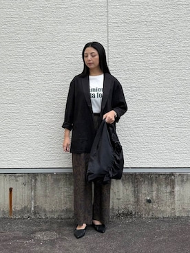 「ロゴ」｜「アイテム（ジャケット/アウター）」を使った、はやしさん（レディース・161cm）の春コーディネート