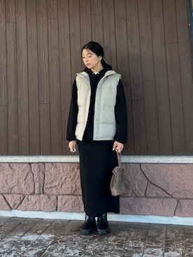 「アイテム（ダウンベスト）」を使った、はやしさん（レディース・161cm）の冬コーディネート
