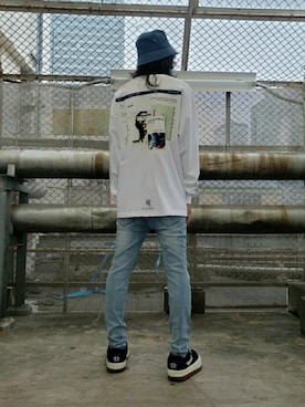 「KaneZ（ケインズ）のアイテム」を使った、にしおさん（メンズ・180cm）の秋コーディネート