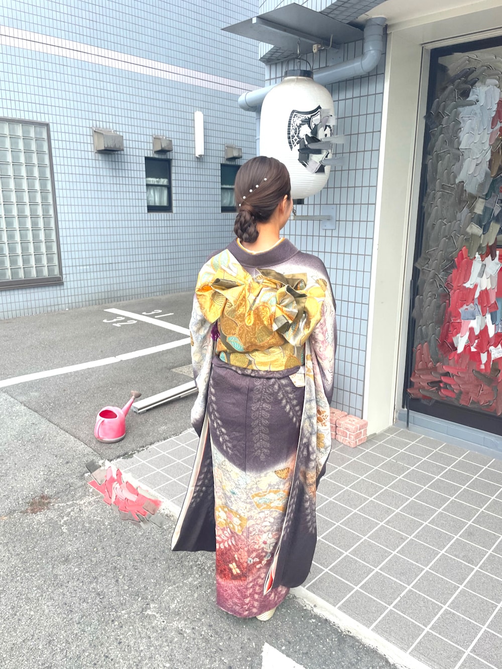 「顔合わせ、着物、着物コーデ、タイトヘア、パール」｜「VENDOME AOYAMAのK10イエローゴールド ロングネックレス（ネックレス、ゴールド系）」を使った、ｺﾈﾘさん（レディース・160cm）の冬コーディネートの1枚目の写真