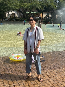 「OOFOS（ウーフォス）のアイテム」を使った、tttさん（メンズ・170cm）の夏コーディネート