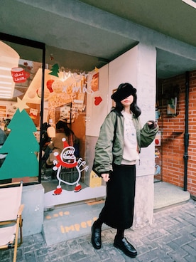 「MOUSSY（マウジー）のアイテム（MA-1）」を使った、♡ ℐ i ℓ ℓ 𓈒𓏸  さん（レディース・160cm）の冬コーディネート