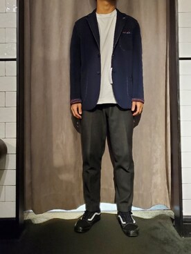 「BOB（ボブ）のアイテム（テーラードジャケット）」を使った、keitaさん（メンズ・177cm）の秋コーディネート