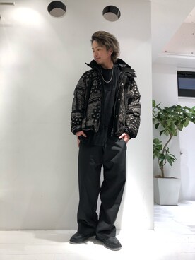 「ISAMU KATAYAMA BACKLASH（イサムカタヤマバックラッシュ）のアイテム（ダウンジャケット/コート）」を使った、motohisaさん（メンズ・176cm）の秋コーディネート