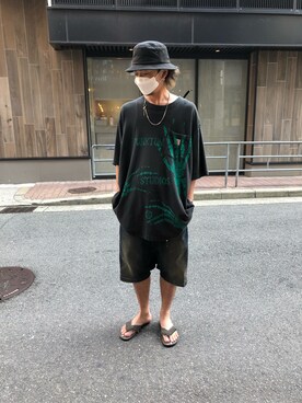 「ISAMU KATAYAMA BACKLASH（イサムカタヤマバックラッシュ）のアイテム（デニムパンツ）」を使った、motohisaさん（メンズ・176cm）の夏コーディネート