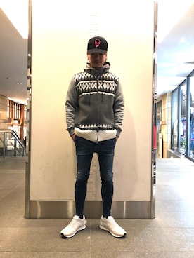 「Lucien Pellat-Finet（ルシアンペラフィネ）のアイテム（キャップ）」を使った、motohisaさん（メンズ・176cm）の秋コーディネート