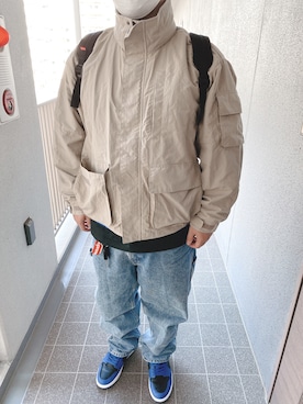 「GU（ジーユー）のアイテム（ミリタリージャケット）」を使った、ゆーいさん（メンズ・173cm）の冬コーディネート
