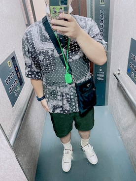 「アイテム（その他小物、グリーン系）」を使った、ゆーいさん（メンズ・173cm）の夏コーディネート