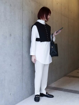 「DHOLIC（ディーホリック）のアイテム（ローファー）」を使った、ちぃーさん（レディース・161cm）の秋コーディネート