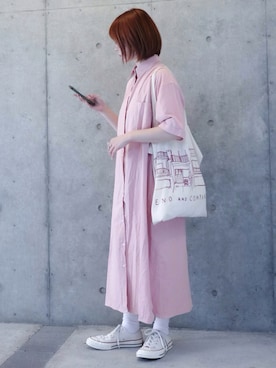 「シャツワンピース」｜「アイテム（福袋/福箱）」を使った、ちぃーさん（レディース・161cm）の夏コーディネート