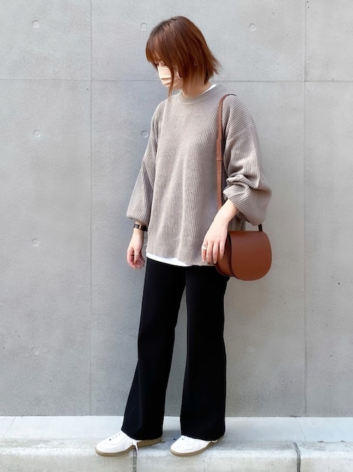 ニット 【CLEL】Balloon Sleeve Crew Neck Knit / バルーン袖クルーネックニット