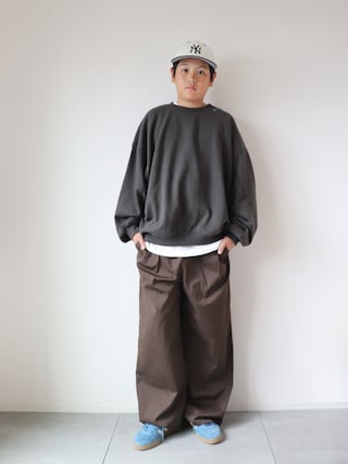 「Champion(チャンピオン)の【Champion/チャンピオン】【ZOZOTOWN先行販売!!カラー別注】レディース クルーネックスウェットシャツ(スウェット)」を使った、KISA / SANAさん(キッズ・100cm)の秋コーディネート