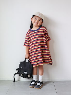 「DANTON（ダントン）のアイテム（帽子）」を使った、KISA / SANAさん（キッズ・90cm）の夏コーディネート