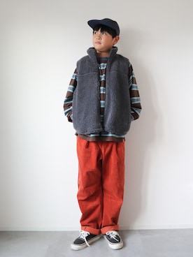 「アイテム（帽子）」を使った、KISA / SANAさん（キッズ・151cm）の秋コーディネート
