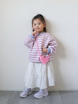 「アイテム（スカート）」を使った、KISA / SANAさん（キッズ・90cm）の冬コーディネート