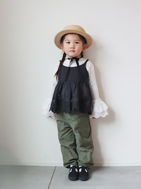 「アイテム（帽子）」を使った、KISA / SANAさん（キッズ・154cm）の冬コーディネート