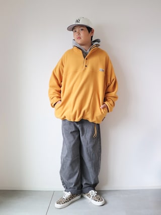 「FREAK'S STORE（フリークスストア）のリラックスフィット ワンポイントロゴ  ハーフスナップ フリースプルオーバー（その他アウター）」を使った、KISA / SANAさん（キッズ・100cm）の秋コーディネート