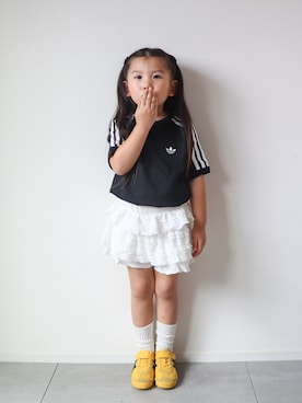「Onitsuka Tiger（オニツカタイガー）のアイテム」を使った、KISA / SANAさん（キッズ・90cm）の夏コーディネート