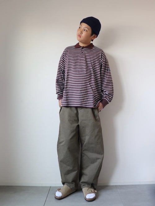 「PAIRMANON STREET(ペアマノンストリート)の【90-160cm】【綿100%】ポロ襟 長袖 Tシャツ【PAIRMANON STREET】(ポロシャツ)」を使った、KISA / SANAさん(キッズ・100cm)の秋コーディネート