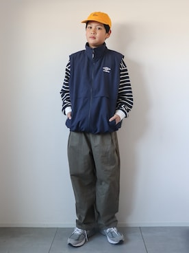 「UMBRO（アンブロ）のアイテム」を使った、KISA / SANAさん（キッズ・154cm）の春コーディネート