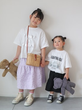 「アイテム（おもちゃ）」を使った、KISA / SANAさん（キッズ・90cm）の夏コーディネート