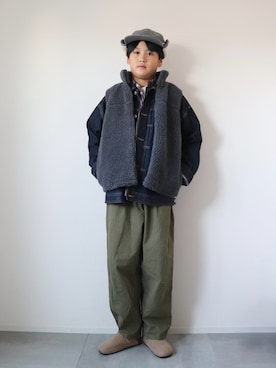 「アイテム（キャップ）」を使った、KISA / SANAさん（キッズ・151cm）の秋コーディネート