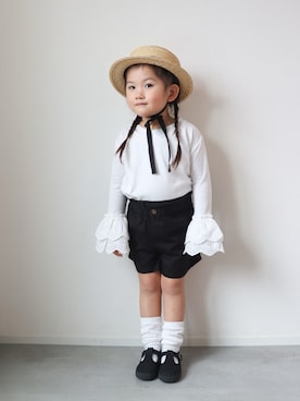 「アイテム（帽子）」を使った、KISA / SANAさん（キッズ・90cm）の春コーディネート