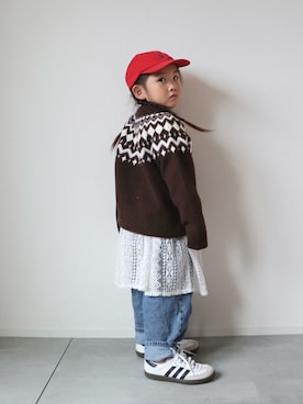 「Ocean&Ground（オーシャン&グラウンド）のアイテム」を使った、KISA / SANAさん（キッズ・90cm）の秋コーディネート