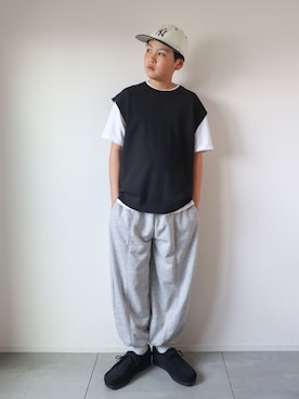 「PAIRMANON STREET（ペアマノンストリート）のアイテム」を使った、KISA / SANAさん（キッズ・154cm）の春コーディネート