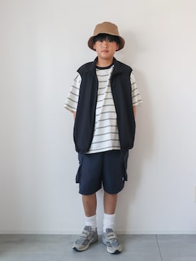 「アイテム（グレー系）」を使った、KISA / SANAさん（キッズ・148cm）の夏コーディネート