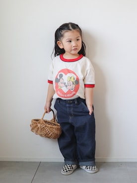 「GLOBAL WORK（グローバルワーク）のアイテム（パンツ）」を使った、KISA / SANAさん（キッズ・154cm）の春コーディネート