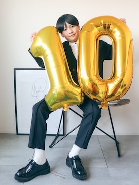 「アイテム（フォーマルスーツ/小物）」を使った、KISA / SANAさん（キッズ・90cm）の冬コーディネート