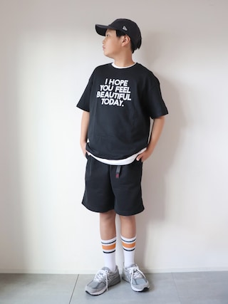 「BREEZE(ブリーズ)の【WEB限定】イロイロロゴTシャツ(Tシャツ/カットソー)」を使った、KISA / SANAさん(キッズ・90cm)の秋コーディネート