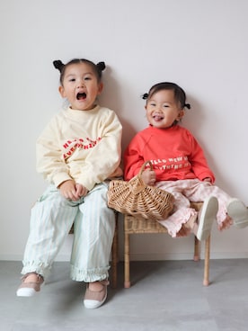 「アイテム（スウェット）」を使った、KISA / SANAさん（キッズ・90cm）の冬コーディネート