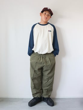 「アイテム（カーゴパンツ）」を使った、KISA / SANAさん（キッズ・148cm）の夏コーディネート