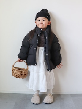 「ティアードスカート」｜KISA / SANAさん（キッズ・151cm）の冬コーディネート