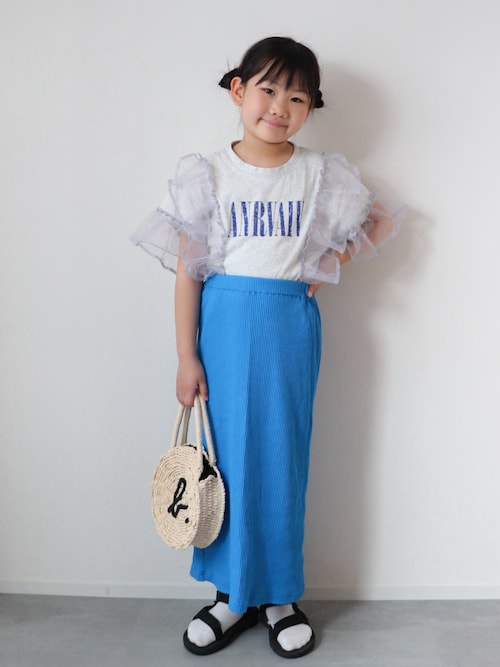 セール】【KIDS】オーガンジーフリルロゴTee（Tシャツ