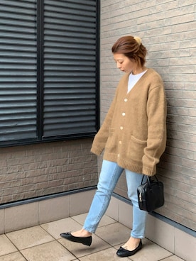 「ZOZO（ゾゾ）のスリムテーパードデニムパンツ［WOMEN］（デニムパンツ）」を使った、Rさん（レディース・153cm）の秋コーディネート